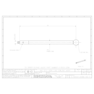Kulka rubinowa M2, trzon z włókna węglowego, śr. 5 mm, dł. 50 mm, efektywna długość robocza 50 mm