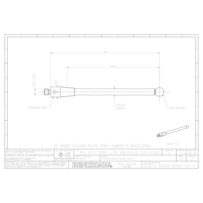 Kulka rubinowa M4, trzon ceramiczny, śr. 6 mm, dł. 75 mm, efektywna długość robocza 63,5 mm