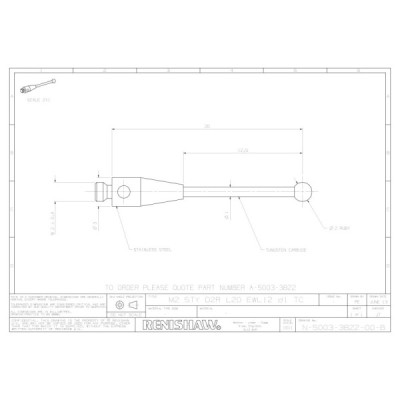 Kulka rubinowa M2, trzon z węglika wolframu, śr. 2 mm, dł. 20 mm, efektywna długość robocza 14 mm