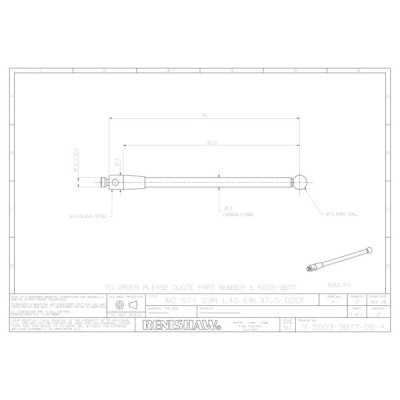 Trzpień prosty Renishaw (M2/L40/D3/ML37,5) SKU: A-5003-3877