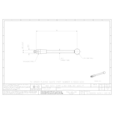 Kulka rubinowa M2, trzon z włókna węglowego, śr. 4 mm, dł. 30 mm, efektywna długość robocza 30 mm