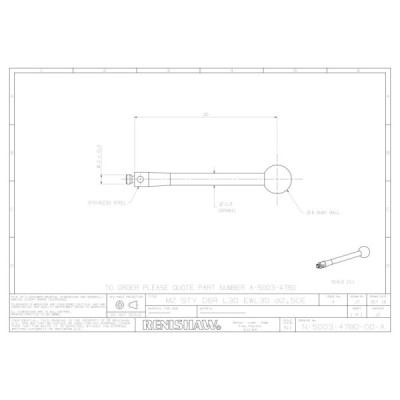 Kulka rubinowa M2, trzon ceramiczny, śr. 6 mm, dł. 30 mm, efektywna długość robocza 30 mm