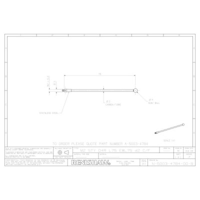 Kulka rubinowa M2, trzon z włókna węglowego, śr. 4 mm, dł. 75 mm, efektywna długość robocza 75 mm