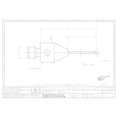 Kulka rubinowa M4, trzon z węglika wolframu, śr. 1 mm, dł. 20 mm, efektywna długość robocza 10 mm