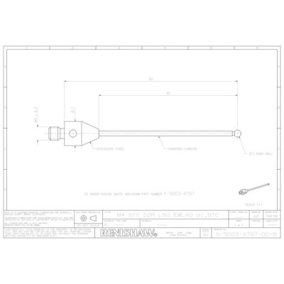 Kulka rubinowa M4, trzon z węglika wolframu, śr. 2 mm, dł. 50 mm, efektywna długość robocza 40 mm