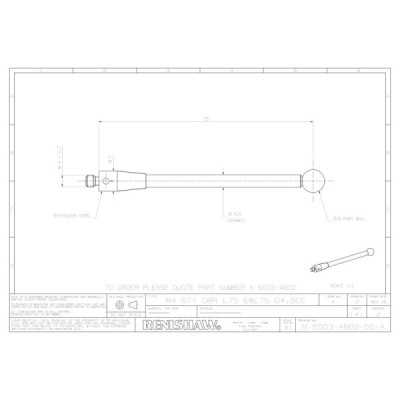 Kulka rubinowa M4, trzon z węglika wolframu, śr. 6 mm, dł. 50 mm, efektywna długość robocza 40,7 mm