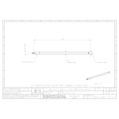 Kulka rubinowa M3, trzon z włókna węglowego, śr. 6 mm, dł. 100 mm, efektywna długość robocza 100 mm