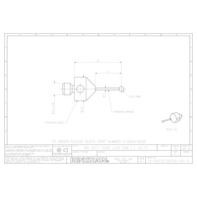 Kulka rubinowa M5, trzon z węglika wolframu, śr. 2 mm, dł. 20 mm, efektywna długość robocza 11 mm