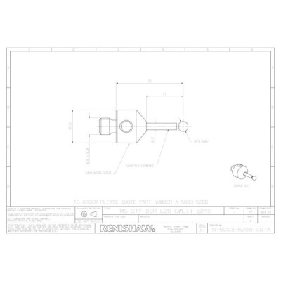 Kulka rubinowa M5, trzon z węglika wolframu, śr. 3 mm, dł. 20 mm, efektywna długość robocza 11 mm