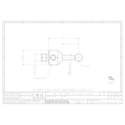 Kulka rubinowa M5, trzon z węglika wolframu, śr. 5 mm, dł. 20 mm, efektywna długość robocza 11,5 mm