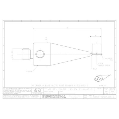 Kulka rubinowa M5, trzon z węglika wolframu, śr. 0,5 mm, dł. 30 mm, efektywna długość robocza 4 mm