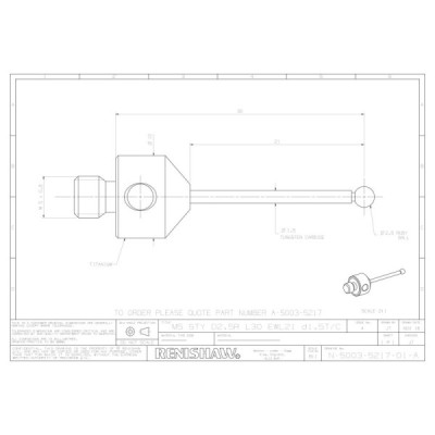 Kulka rubinowa M5, trzon z węglika wolframu, śr. 2,5 mm, dł. 30 mm, efektywna długość robocza 21 mm