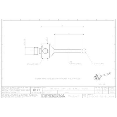 Kulka rubinowa M5, trzon z węglika wolframu, śr. 3 mm, dł. 30 mm