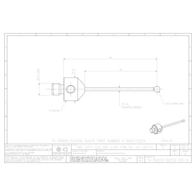 Kulka rubinowa M5, trzon z węglika wolframu, śr. 2,5 mm, dł. 40 mm, efektywna długość robocza 31 mm