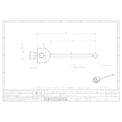 Kulka rubinowa M5, trzon z węglika wolframu, śr. 3 mm, dł. 40 mm, efektywna długość robocza 31 mm