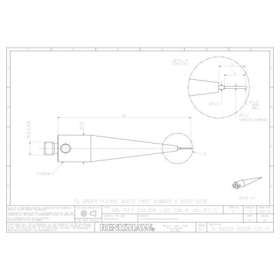 Kulka rubinowa M5, trzon z węglika wolframu, śr. 0,5 mm, dł. 50 mm, efektywna długość robocza 4 mm