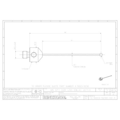Kulka rubinowa M5, trzon z węglika wolframu, śr. 2 mm, dł. 50 mm, efektywna długość robocza 41 mm