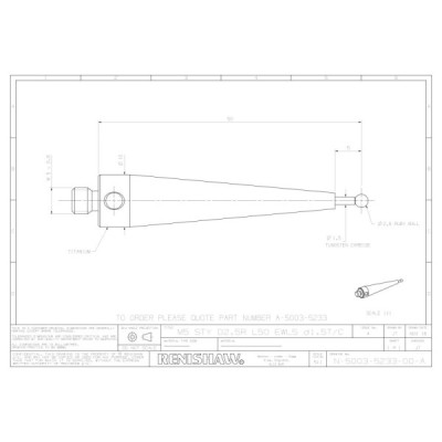 Kulka rubinowa M5, trzon z węglika wolframu, śr. 2,5 mm, dł. 50 mm, efektywna długość robocza 5 mm