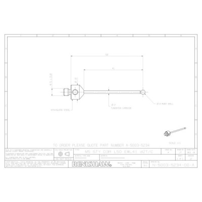 Kulka rubinowa M5, trzon z węglika wolframu, śr. 3 mm, dł. 50 mm, efektywna długość robocza 41 mm