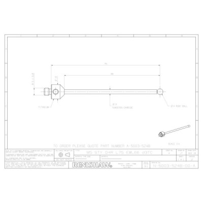 Kulka rubinowa M5, trzon z węglika wolframu, śr. 4 mm, dł. 75 mm, efektywna długość robocza 66 mm