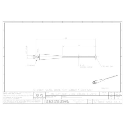 Kulka rubinowa M5, trzon z węglika wolframu, śr. 3 mm, dł. 100 mm, efektywna długość robocza 55 mm