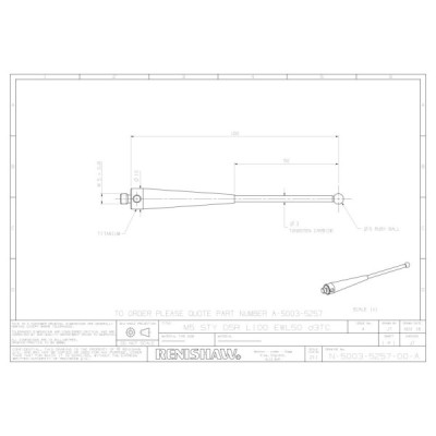 Kulka rubinowa M5, trzon z węglika wolframu, śr. 5 mm, dł. 100 mm, efektywna długość robocza 50 mm