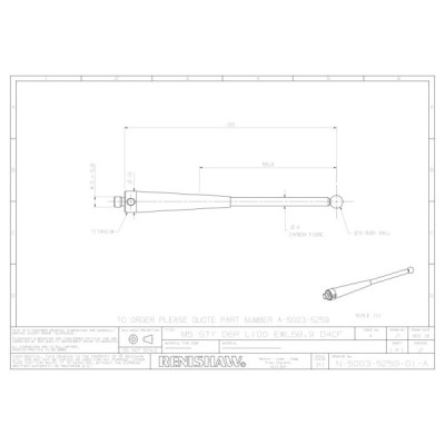Kulka rubinowa M5, trzon z włókna węglowego, śr. 6 mm, dł. 100 mm, efektywna długość robocza 58,9 mm